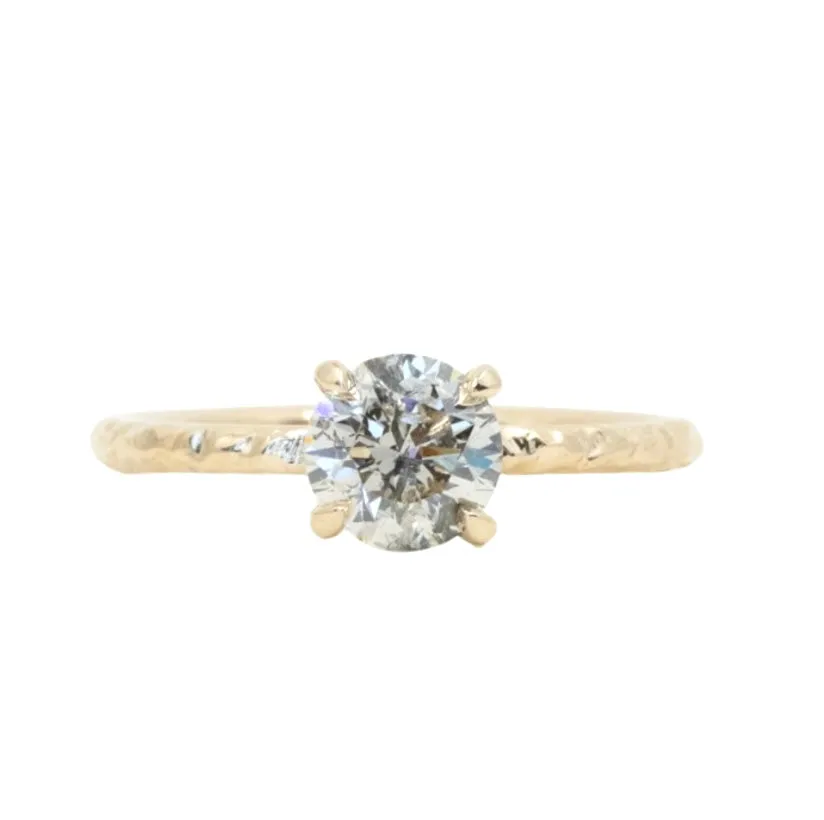 0.97ct Round Salt And Pepper Diamond Evergreen Solitaire in 14k Yellow Gold