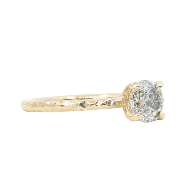 0.97ct Round Salt And Pepper Diamond Evergreen Solitaire in 14k Yellow Gold