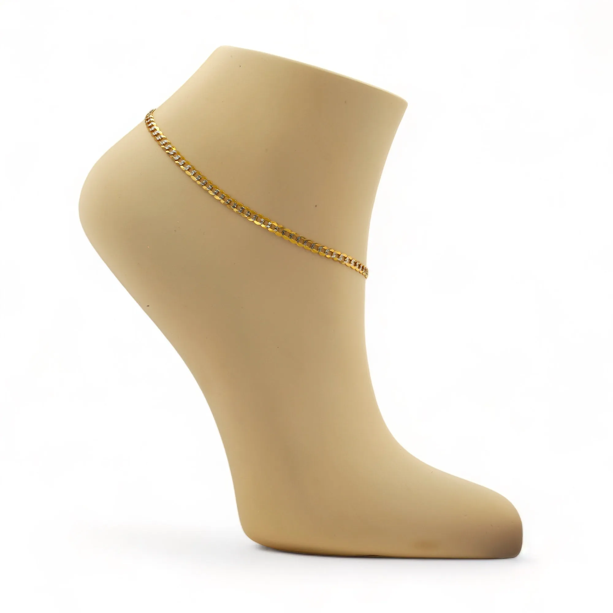 10K Yellow Gold Diamond Cut Anklet Bracelet-226754