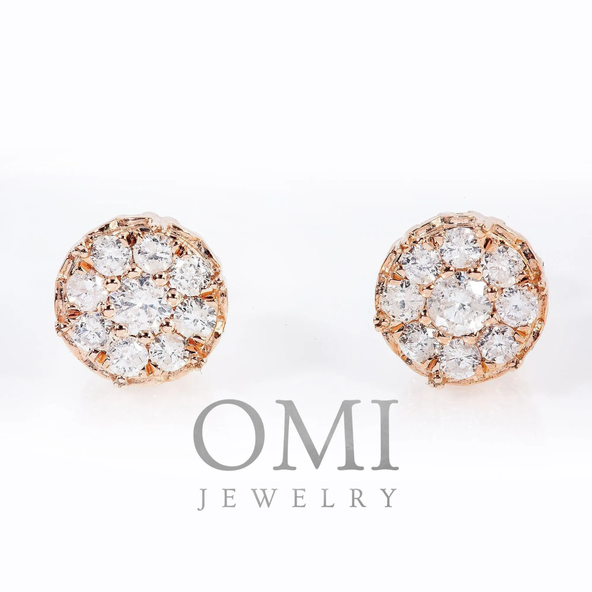 14K ROSE GOLD DIAMOND UNISEX EARRINGS 0.99 CTW