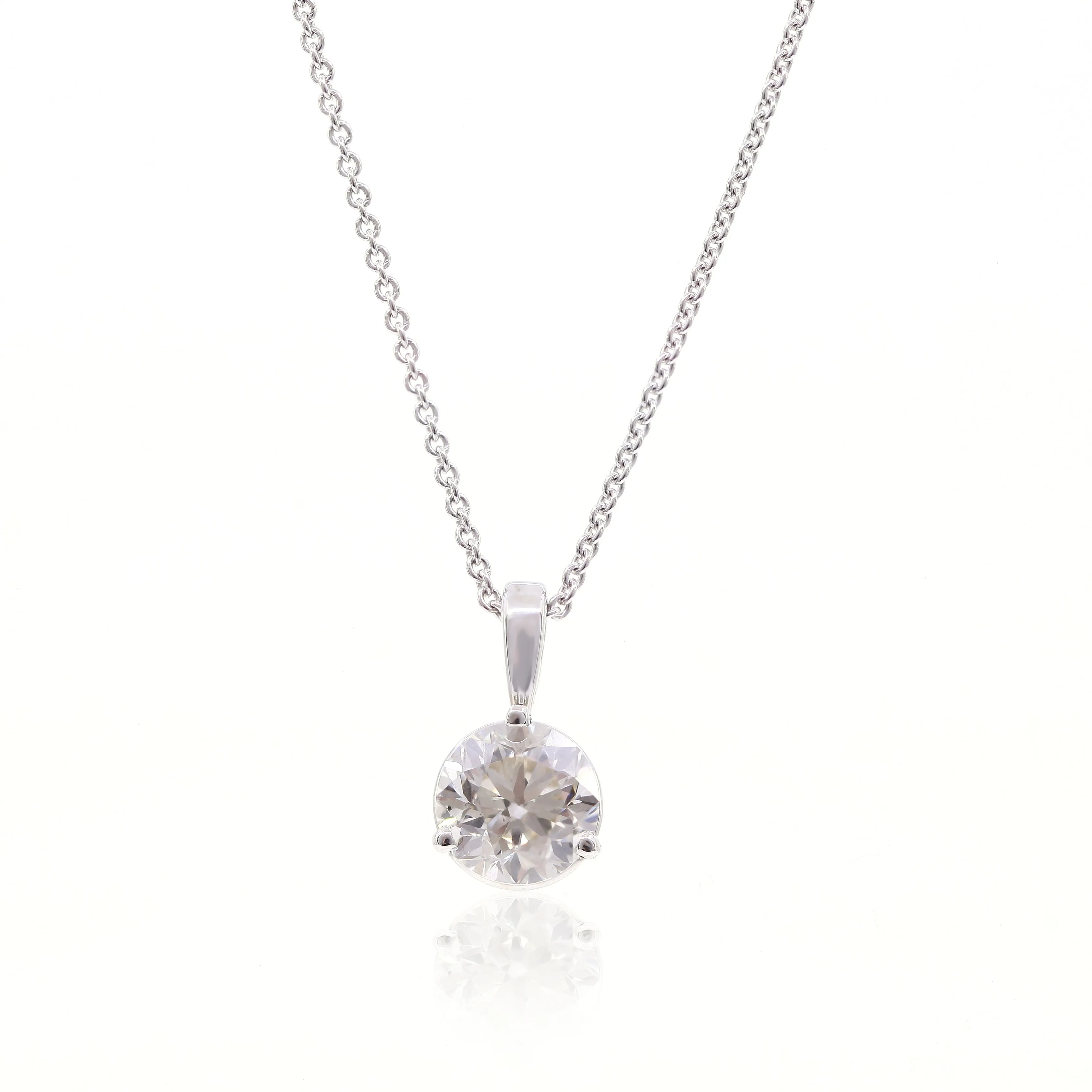 14K WHITE GOLD DIAMOND SOLITAIRE PENDANT 1.46CTW