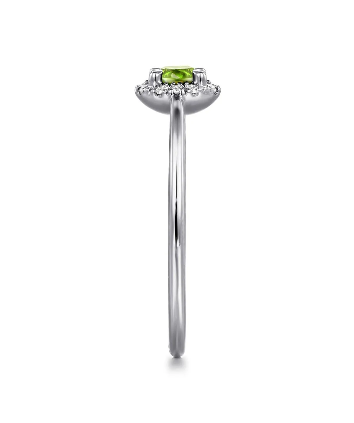 14K White Gold Peridot and Diamond Halo Promise Ring