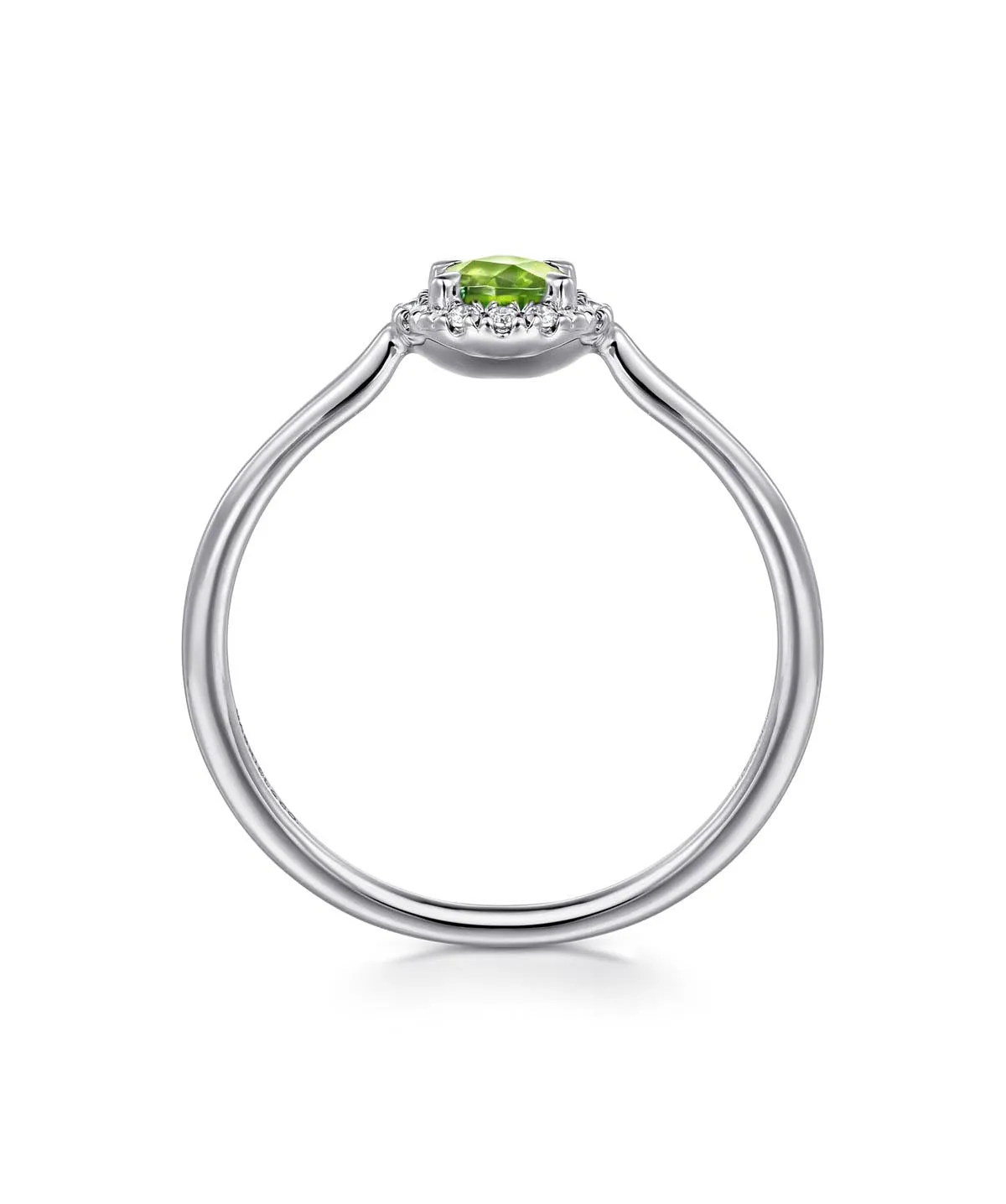 14K White Gold Peridot and Diamond Halo Promise Ring