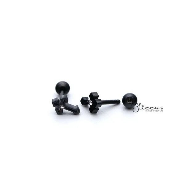 316L Surgical Steel Cross Screw Back Barbell for Tragus, Cartilage, Conch, Helix Piercing and More