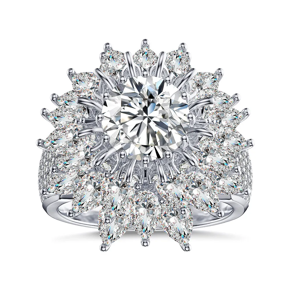 4 CT. Unique Style Prong Set Round Halo Ring