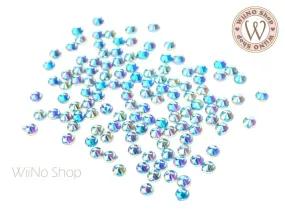 4mm AB Aqua Blue Round Point Top Acrylic Rhinestone - 50 pcs