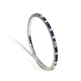 AFJ Gemstone Collection - Blue Sapphire and Diamond Flex Bracelet, 18k White Gold