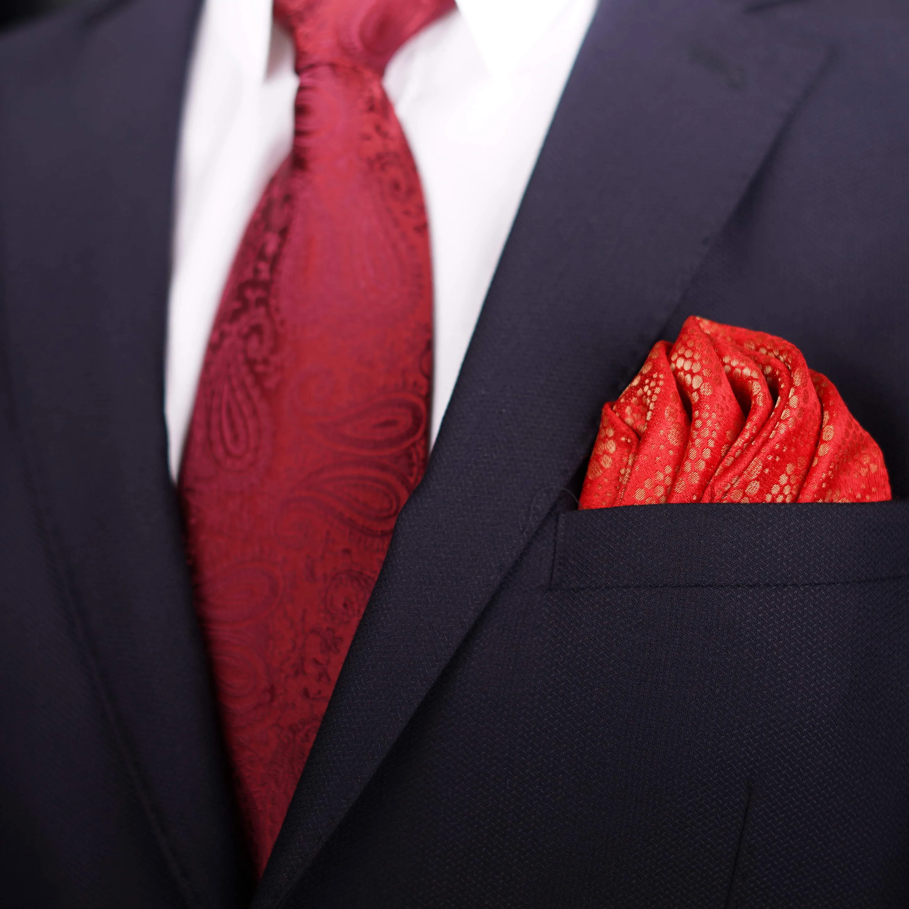 After 8  Geometric Red Pocket Square