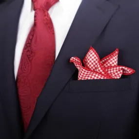 After 8  Geometric Red Pocket Square