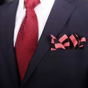 After 8 Striped Pink Pocket Square