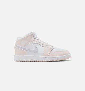 Air Jordan 1 Mid Pink Wash Grade School Lifestyle Shoe - Pink Wash/White/Violet Frost