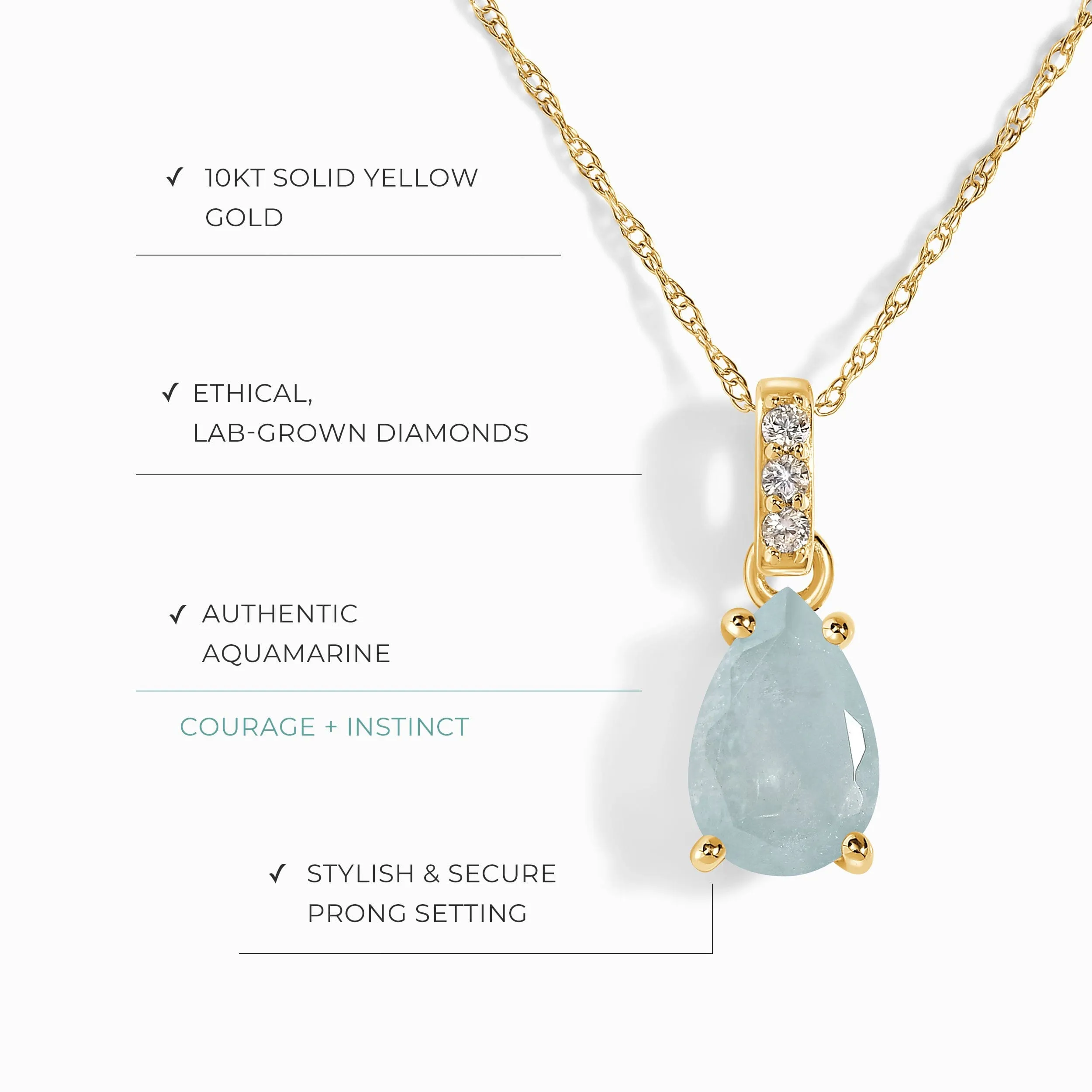 Aquamarine Diamond Necklace Sway - March Birthstone