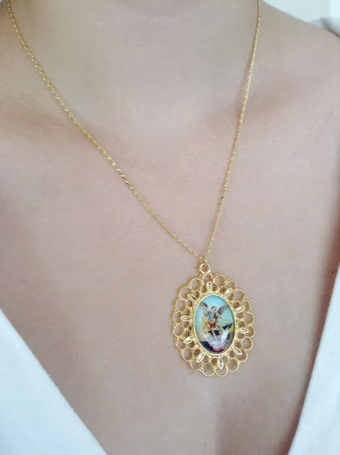 Archangel Saint Michael Medal Necklace