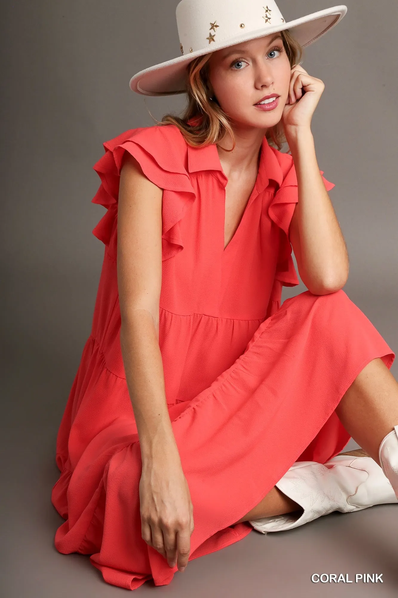 'Away We Go' Dress - Coral Pink