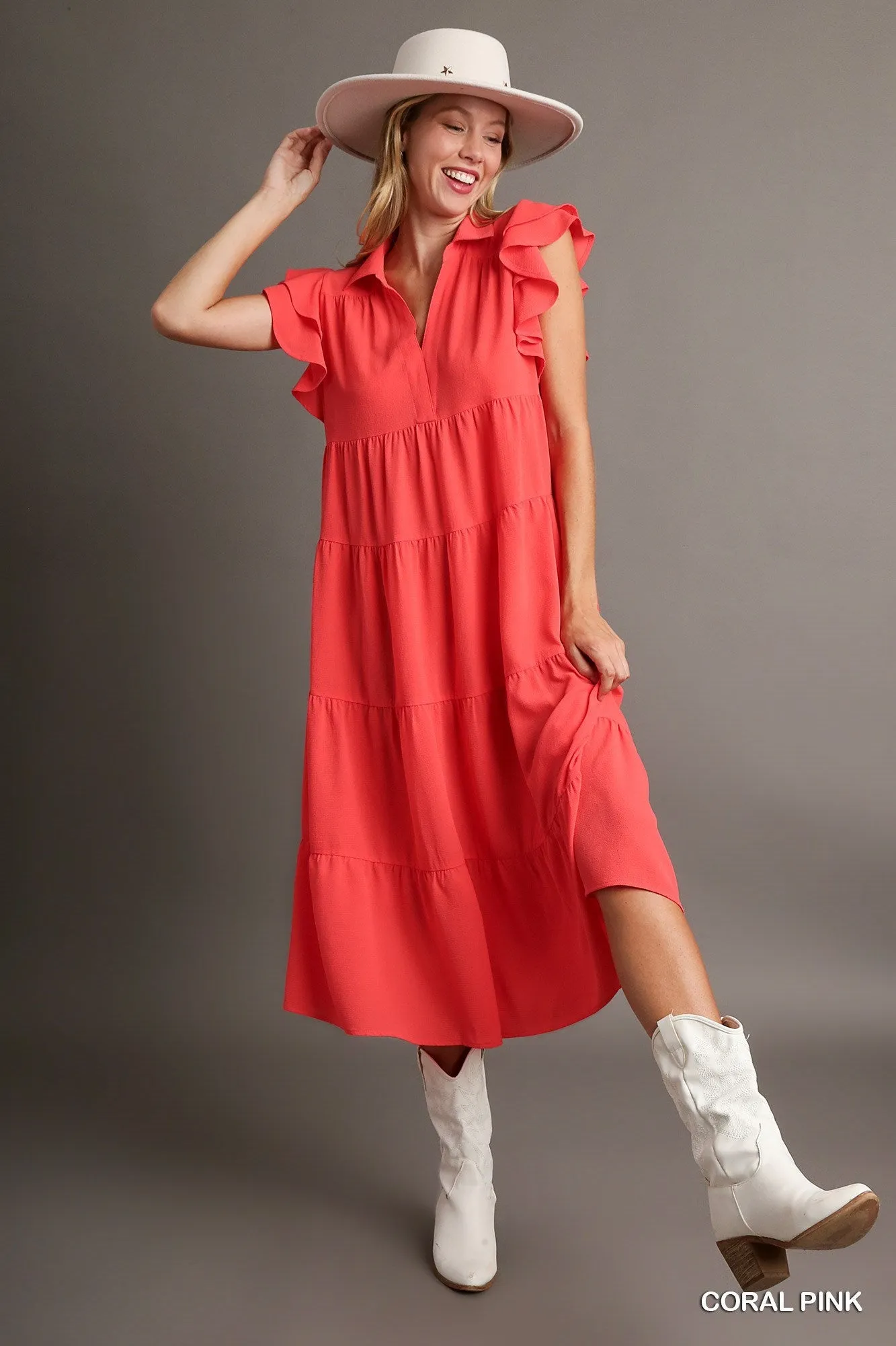 'Away We Go' Dress - Coral Pink