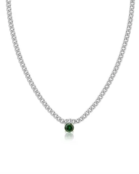 Bardot Stud Necklace- Emerald Green- Silver