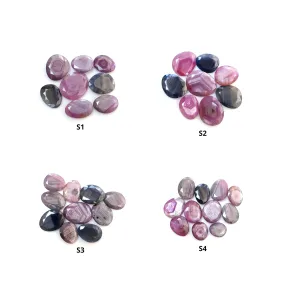 Blue & Raspberry Sapphire Gemstone Normal Cut : Natural Untreated Unheated Pink Sheen Sapphire Egg Shape Lots