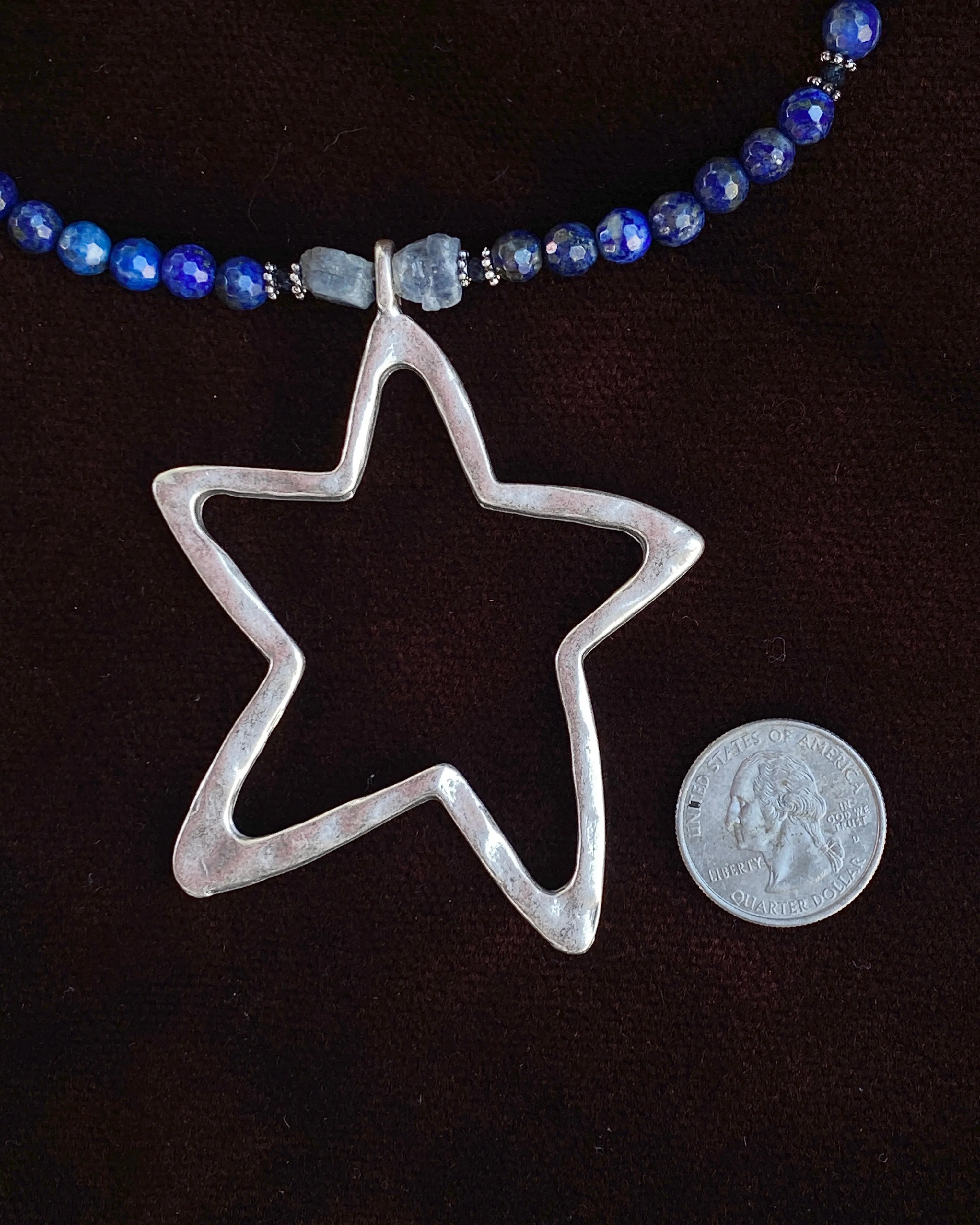 Blue Sapphire and Lapis Lazuli Star Necklace