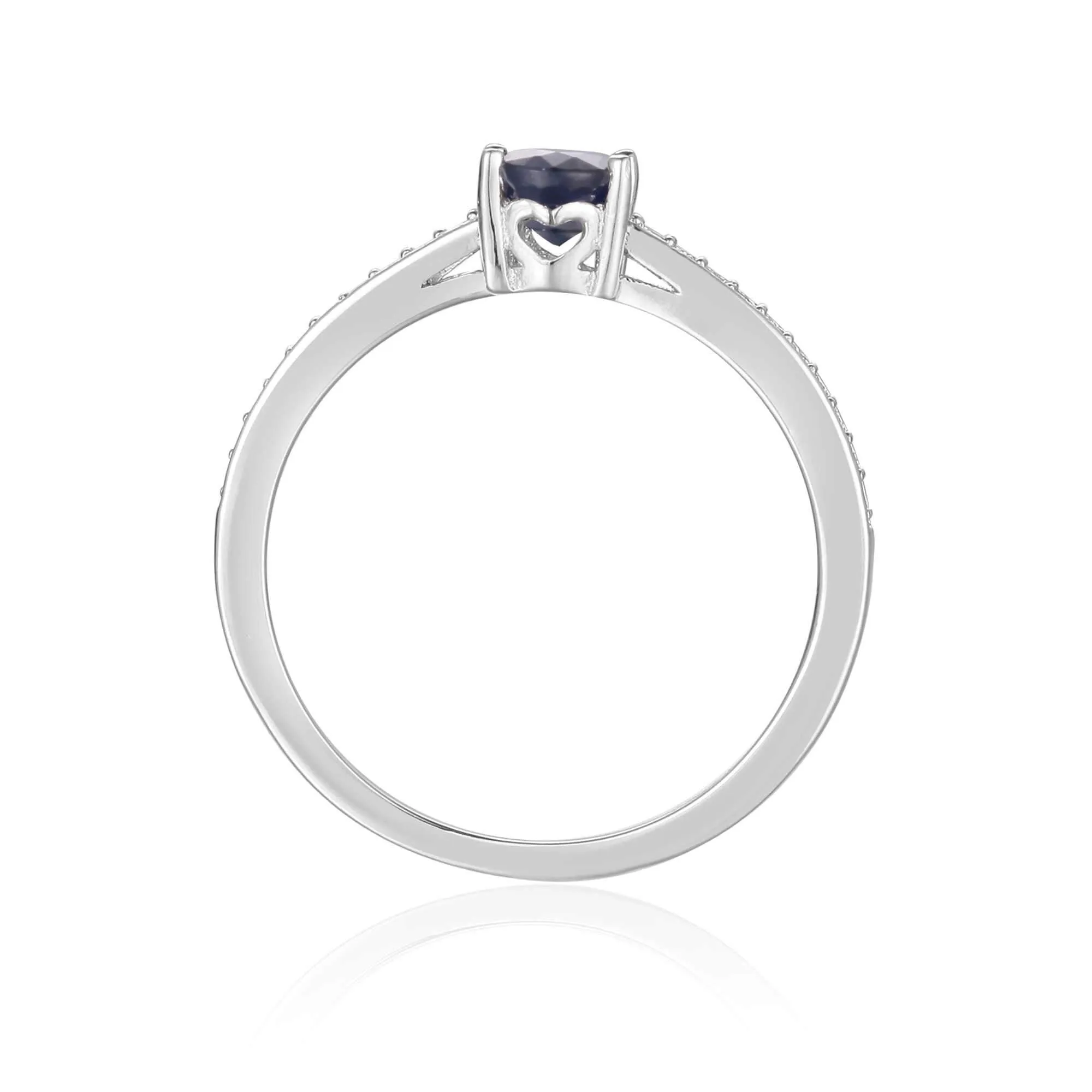 Blue Sapphire Solitaire Ring with Accents