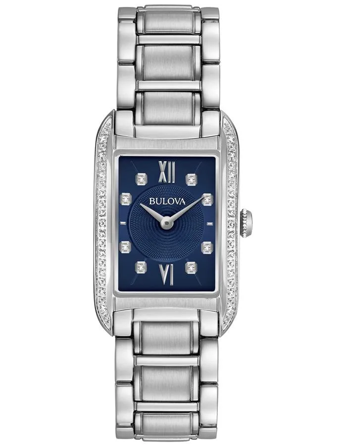 Bulova Womens Diamond Watch - Stainless - Bracelet - Blue Dial - 30m