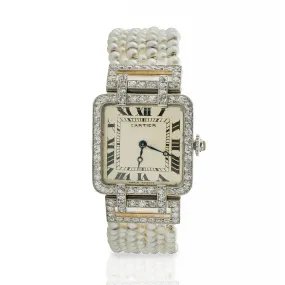 Cartier Paris and Edmond Jaeger Seed Pearl and Diamond Wristwatch