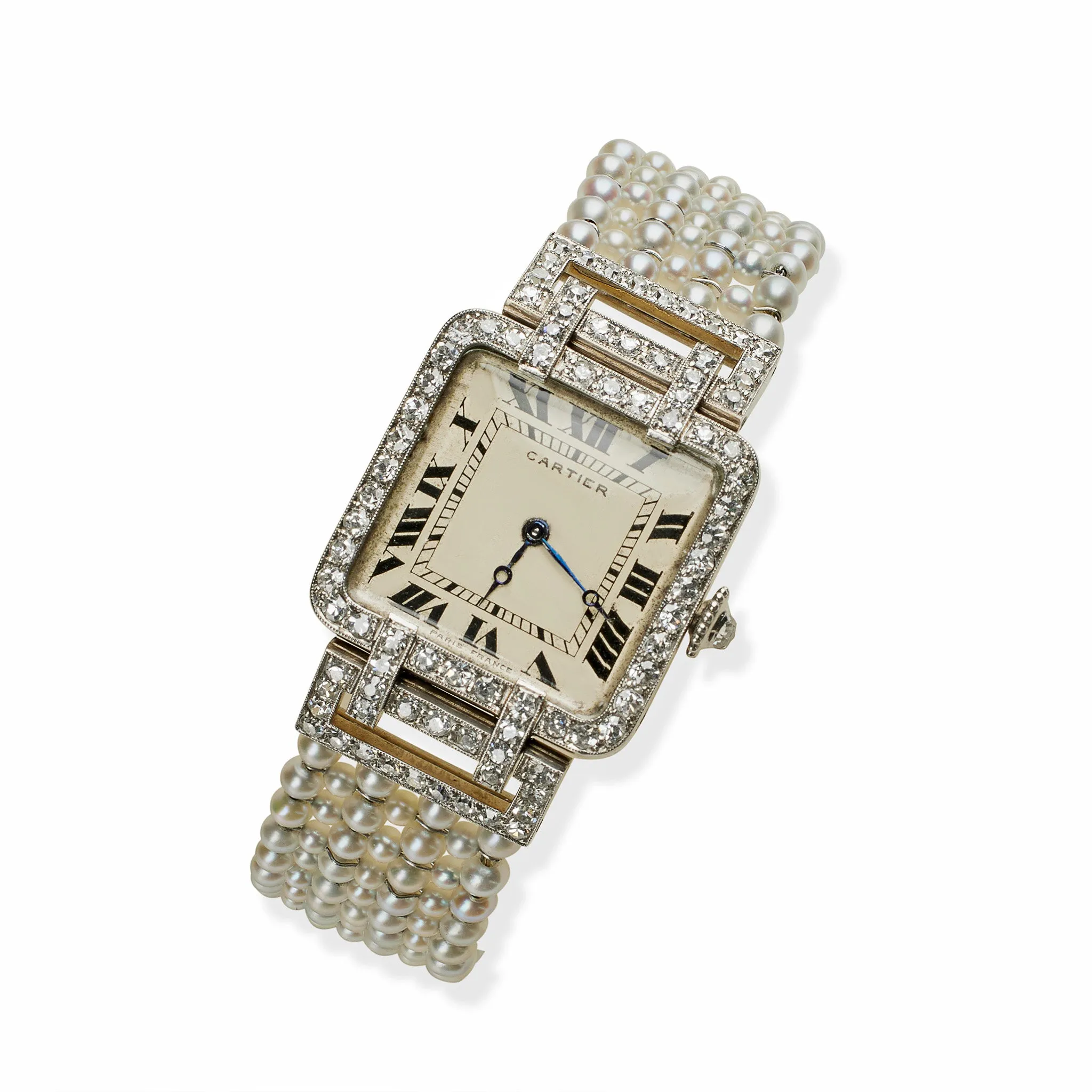 Cartier Paris and Edmond Jaeger Seed Pearl and Diamond Wristwatch