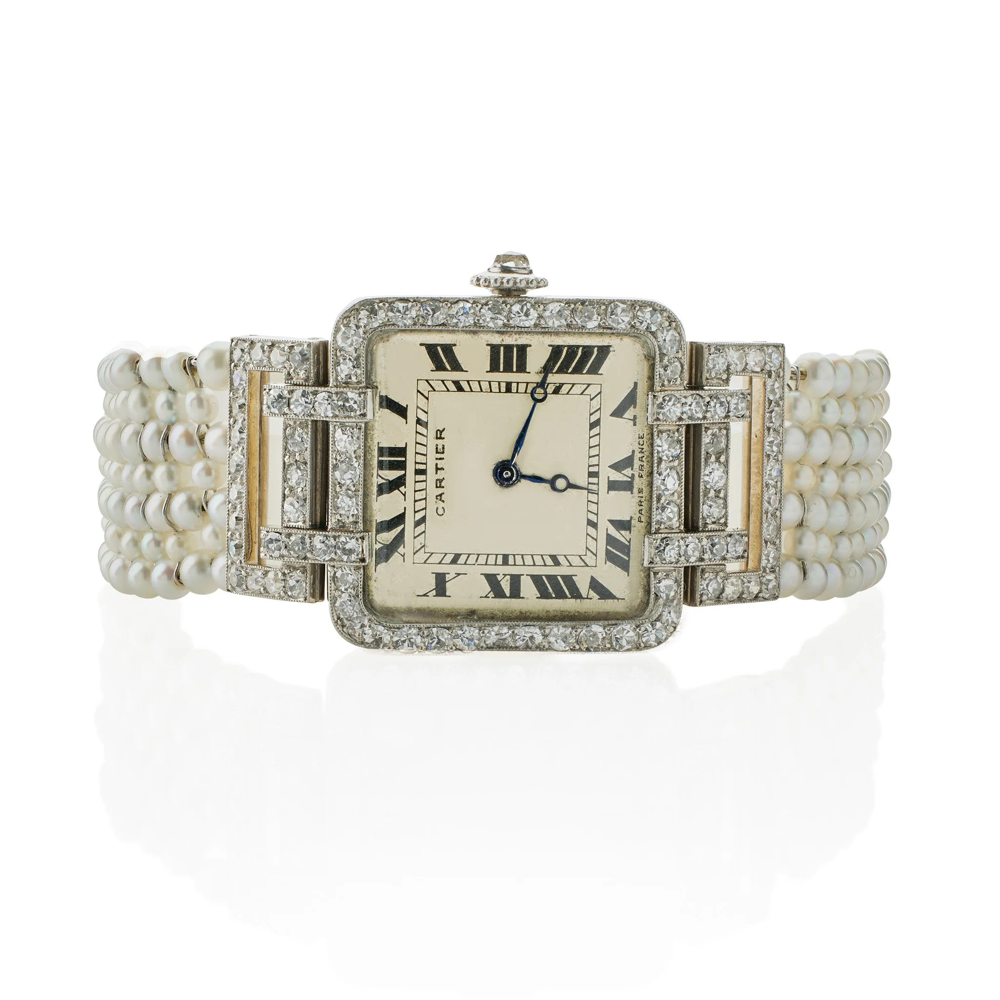 Cartier Paris and Edmond Jaeger Seed Pearl and Diamond Wristwatch