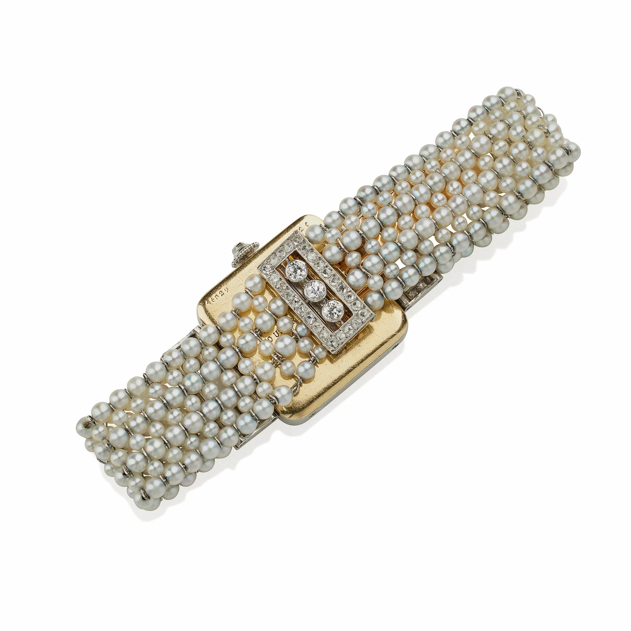 Cartier Paris and Edmond Jaeger Seed Pearl and Diamond Wristwatch