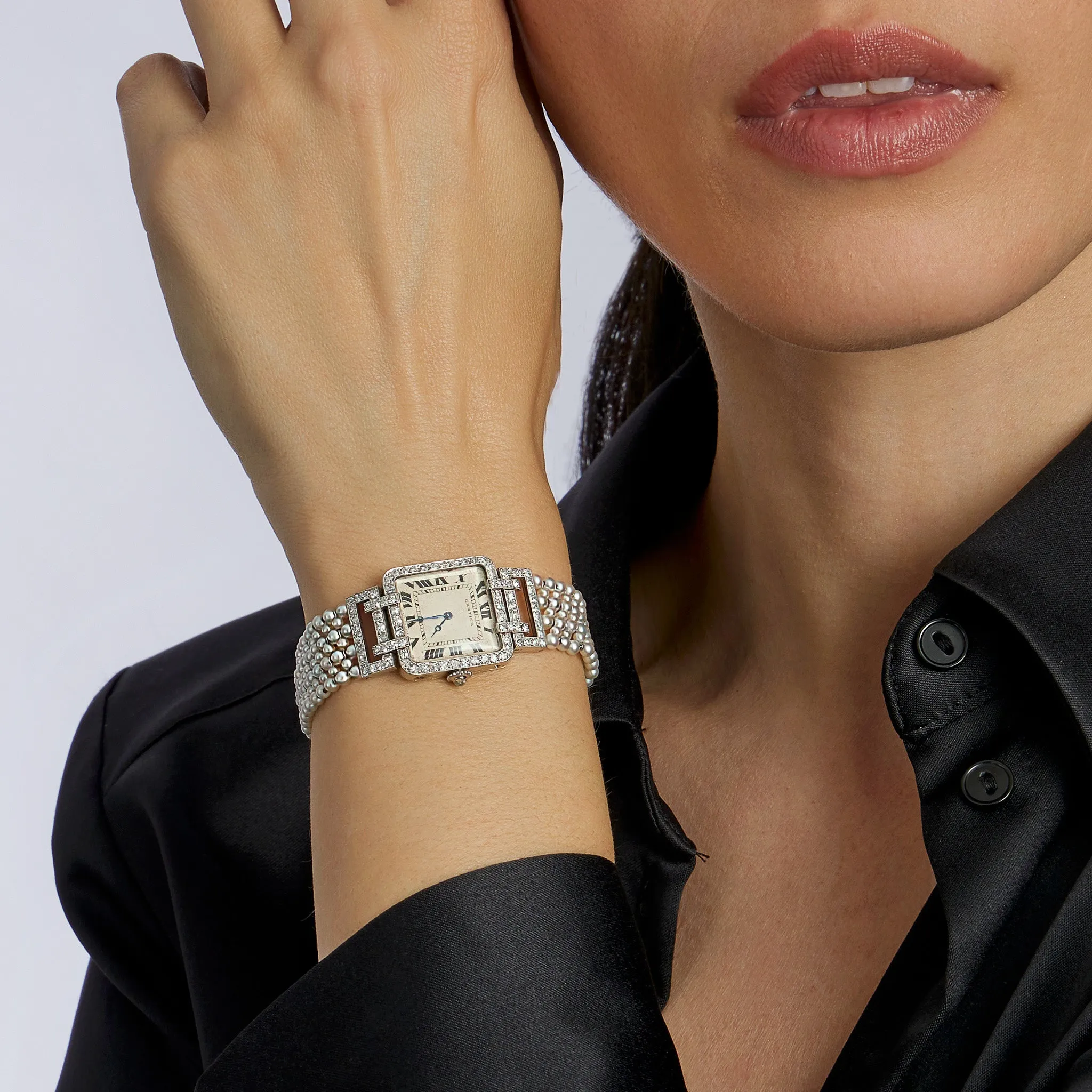 Cartier Paris and Edmond Jaeger Seed Pearl and Diamond Wristwatch