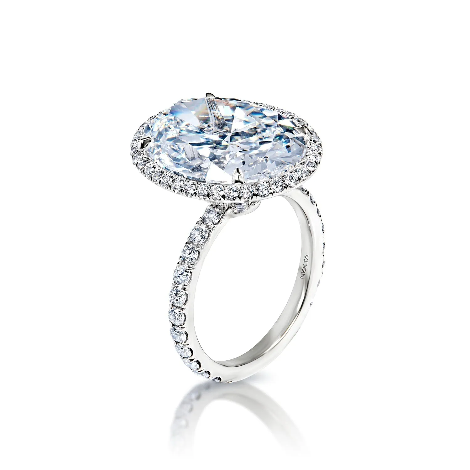 Christina 11 Carats F IF Oval Cut Diamond Engagement Ring in Platinum By Mike Nekta