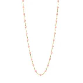 Classic Gigi Baby Pink necklace, Yellow Gold, 17.7"