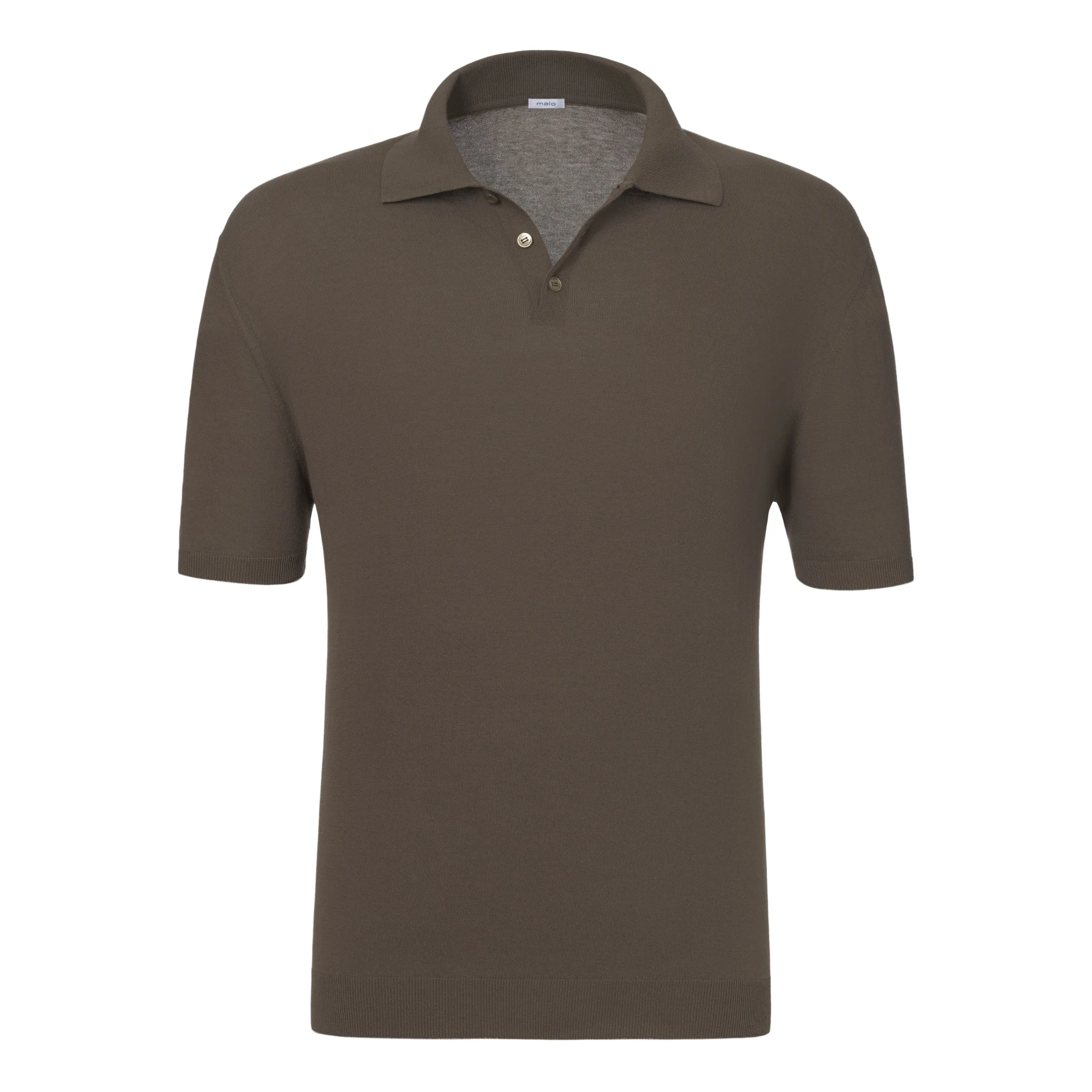 Cotton Polo Knit-Shirt in Earth Brown