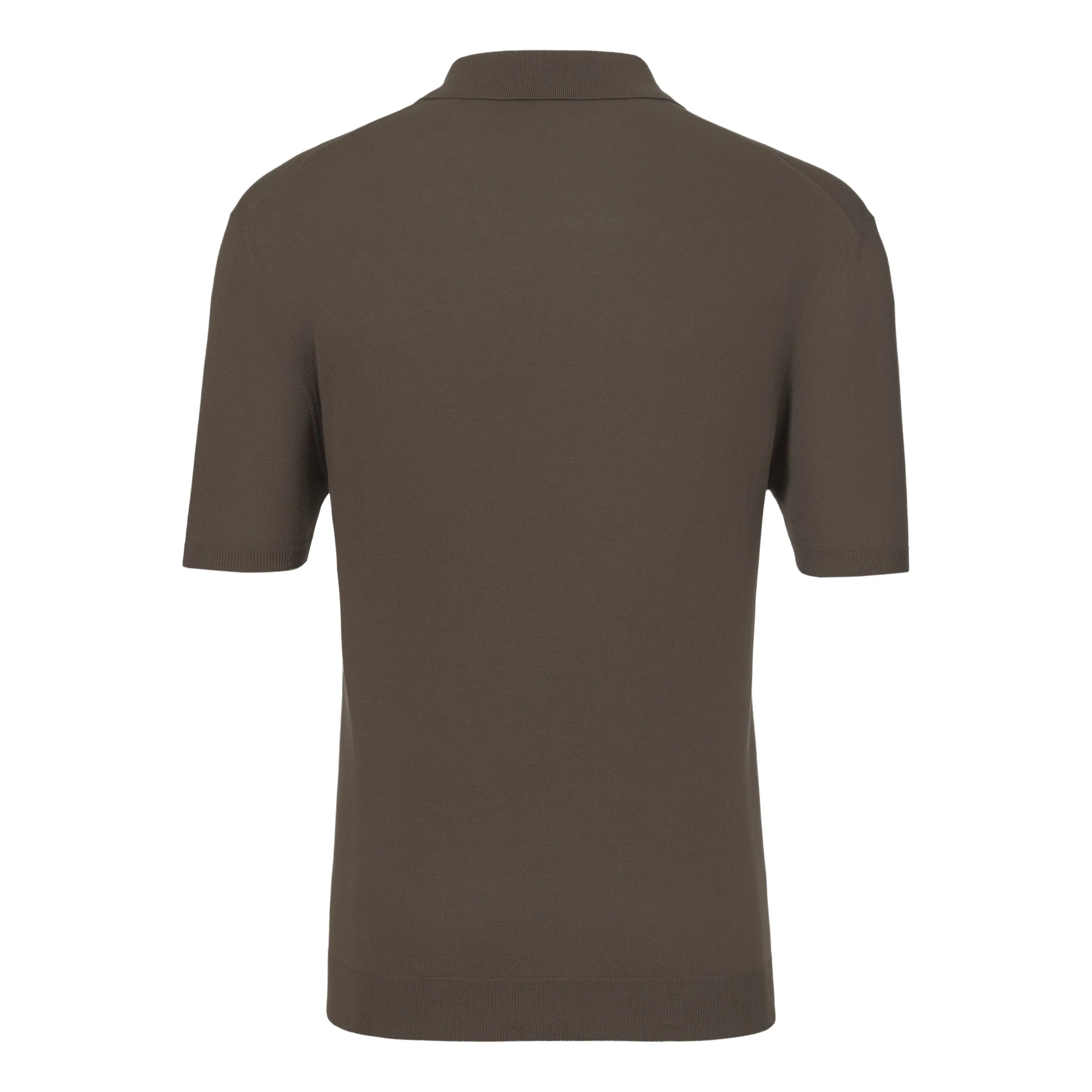 Cotton Polo Knit-Shirt in Earth Brown