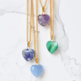 Crystal Heart Necklace on Gold Chain