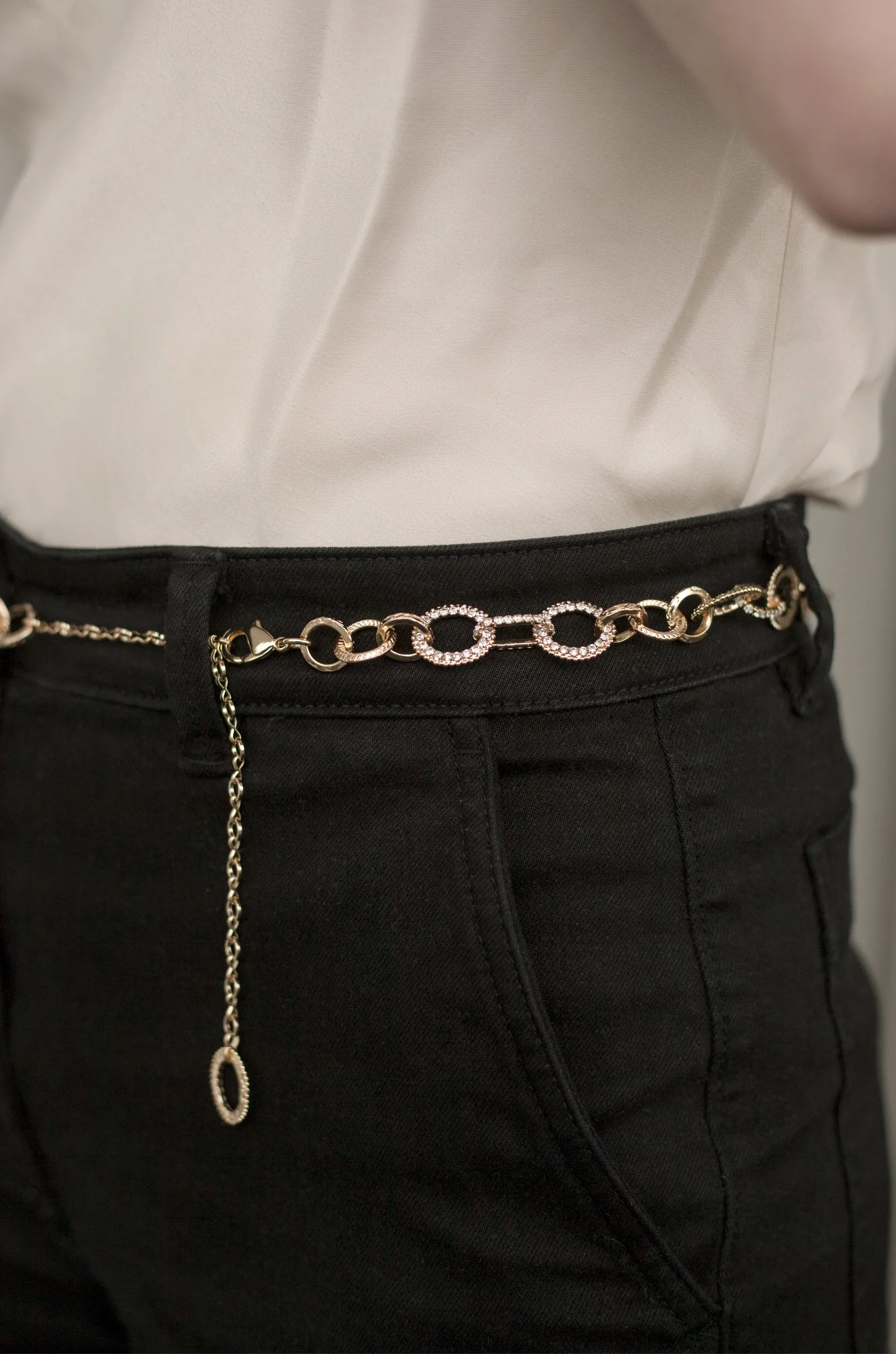 Crystal Link Belt in Clear & Gold