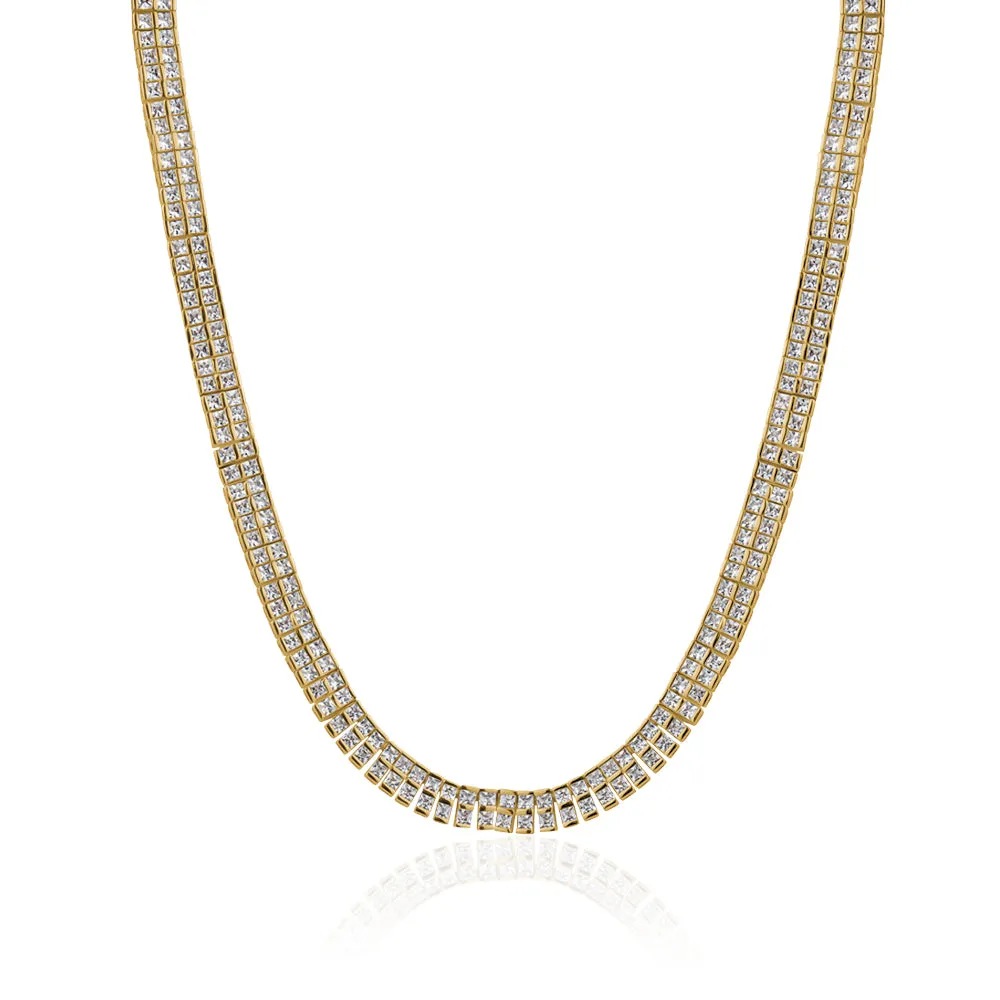 CRYSTAL LUXURY PRINCESS CUT TENNIS NECKLACE