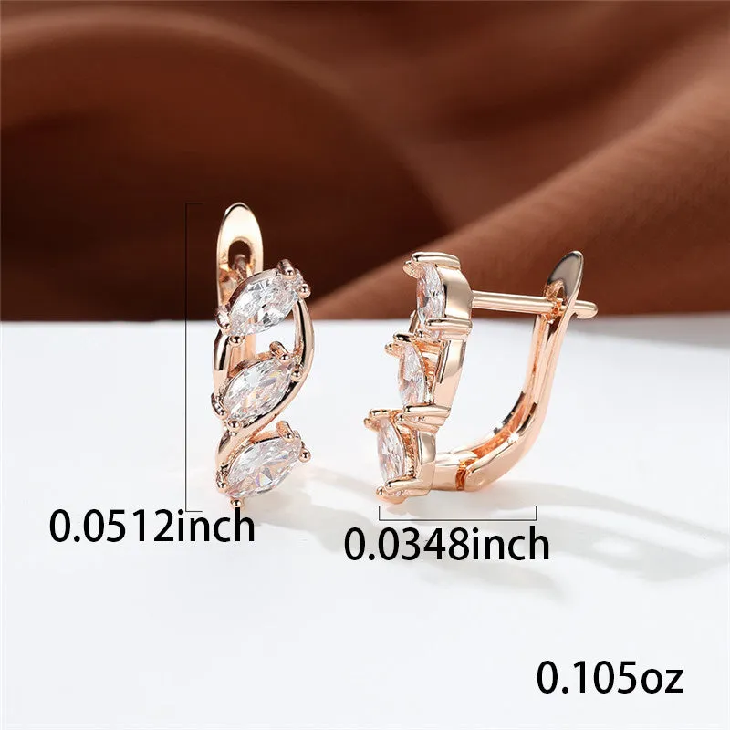 Crystal White Zircon Zircon Earrings Female Luxury Crystal Ear Jewelry Rose Gold Color Bridal Earrings