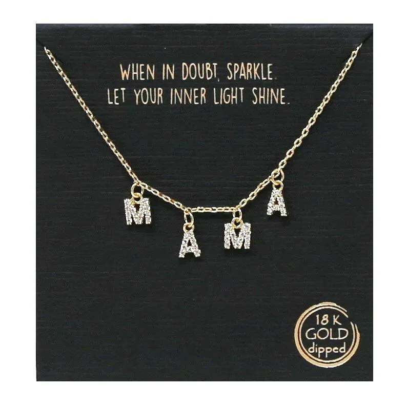 CZ Pave MAMA Spaced Letter Short Chain Necklace