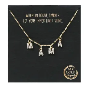 CZ Pave MAMA Spaced Letter Short Chain Necklace