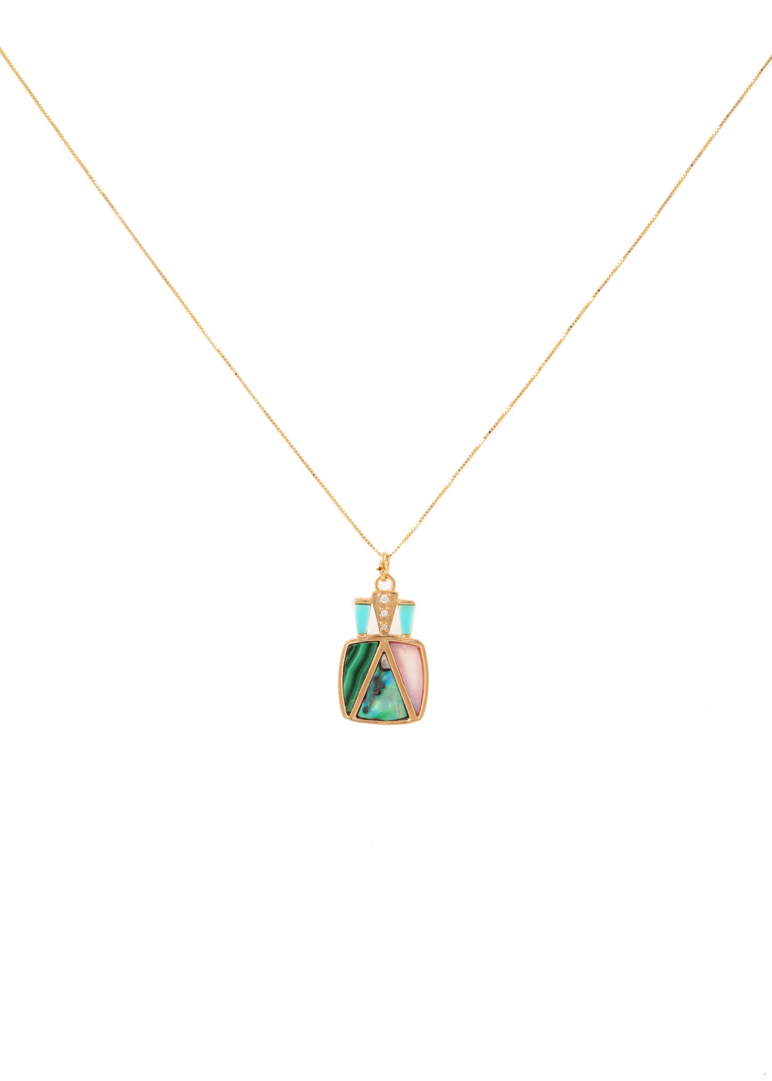 Deco Charm w/ Abalone Necklace