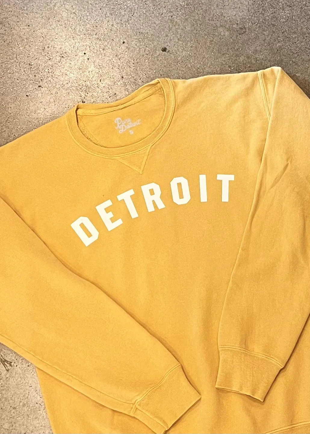 Detroit Collegiate Arch Garment Dyed Pullover / White   Squash/ Unisex