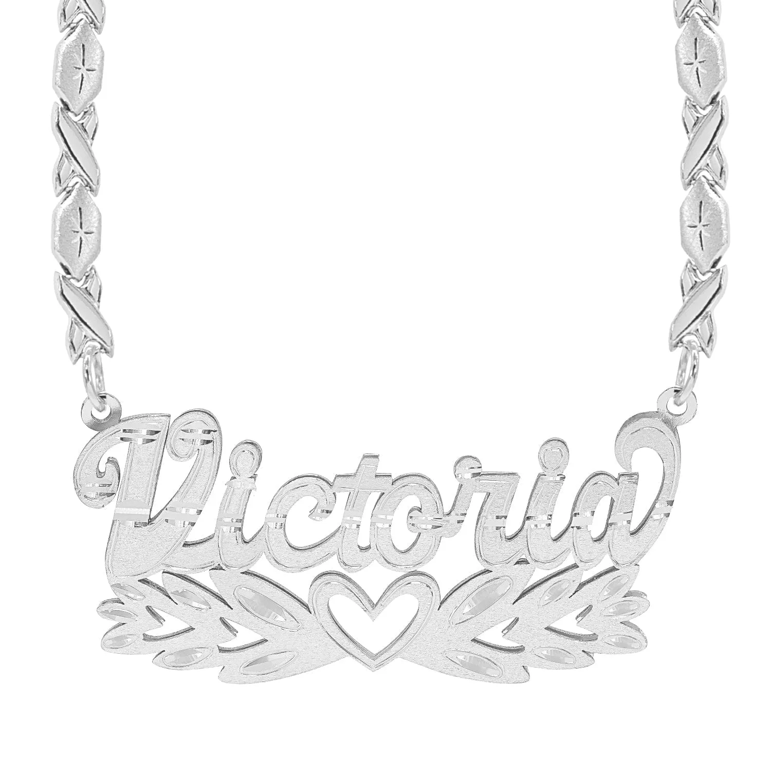 Double Nameplate Necklace Victoria with Xoxo Chain