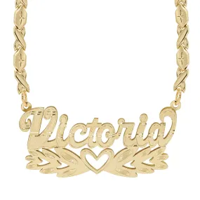 Double Nameplate Necklace Victoria with Xoxo Chain