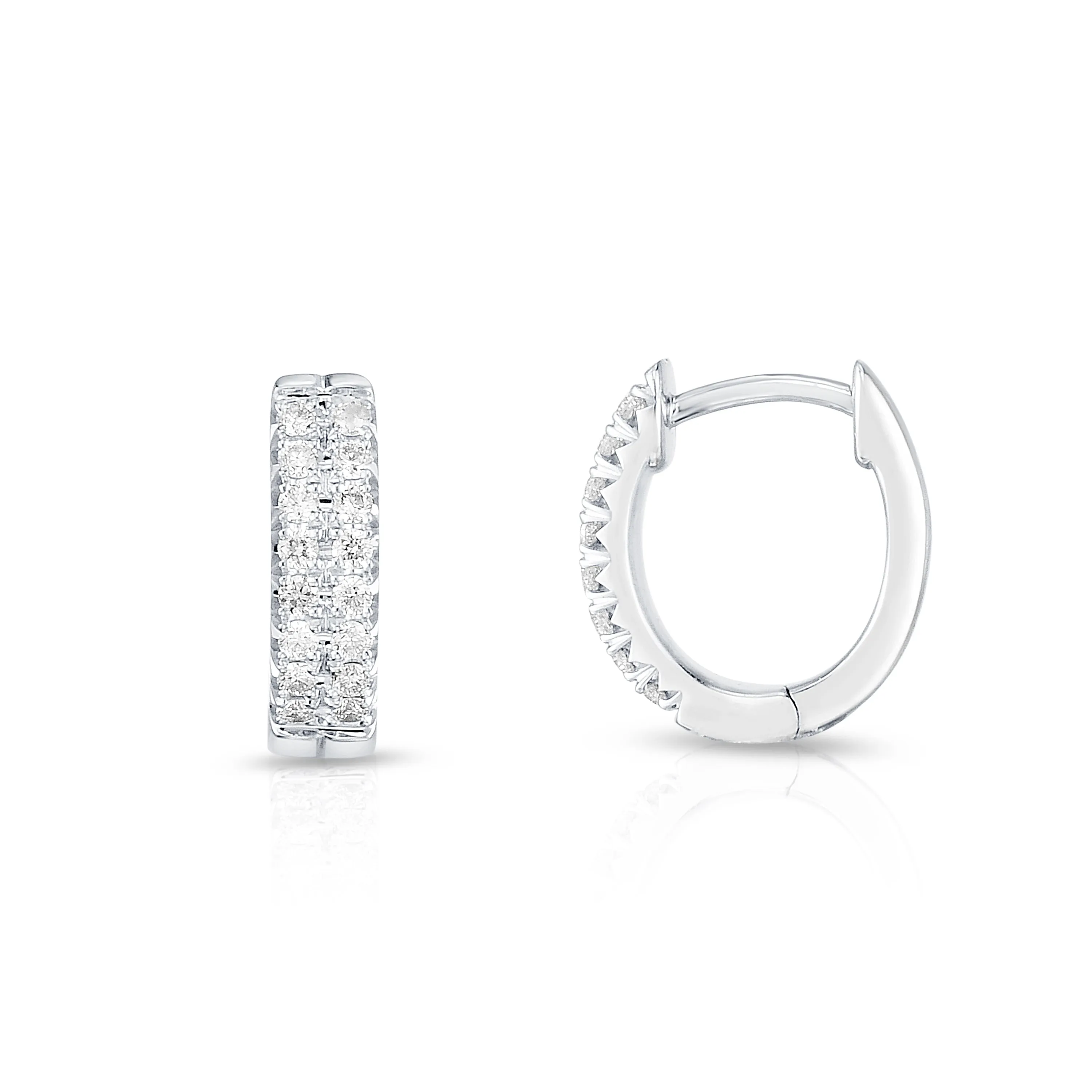 Double Row Diamond Huggie Hoops