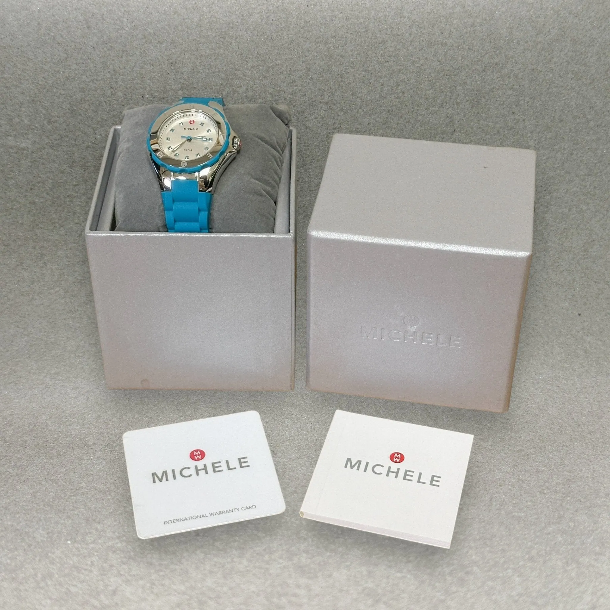 Estate Michele Tahitian Jelly Bean 0.05ctw Blue Topaz Women’s Quartz Watch Ref#MWW12P000005