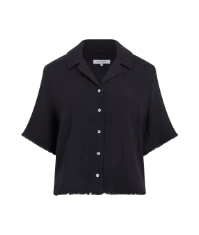 Fray Edge Detail Shirt - Black