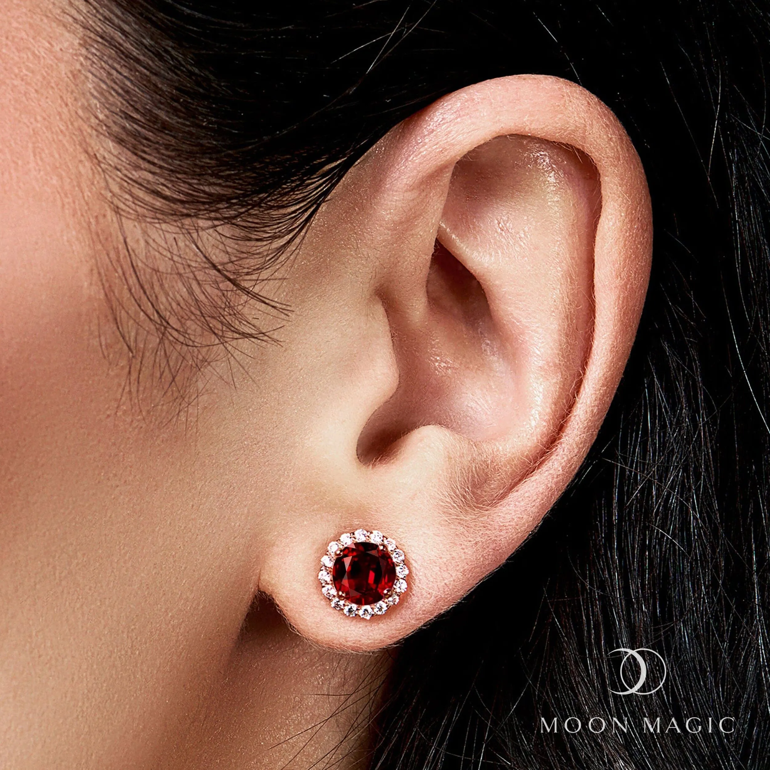 Garnet Venus Studs - January Birthstone