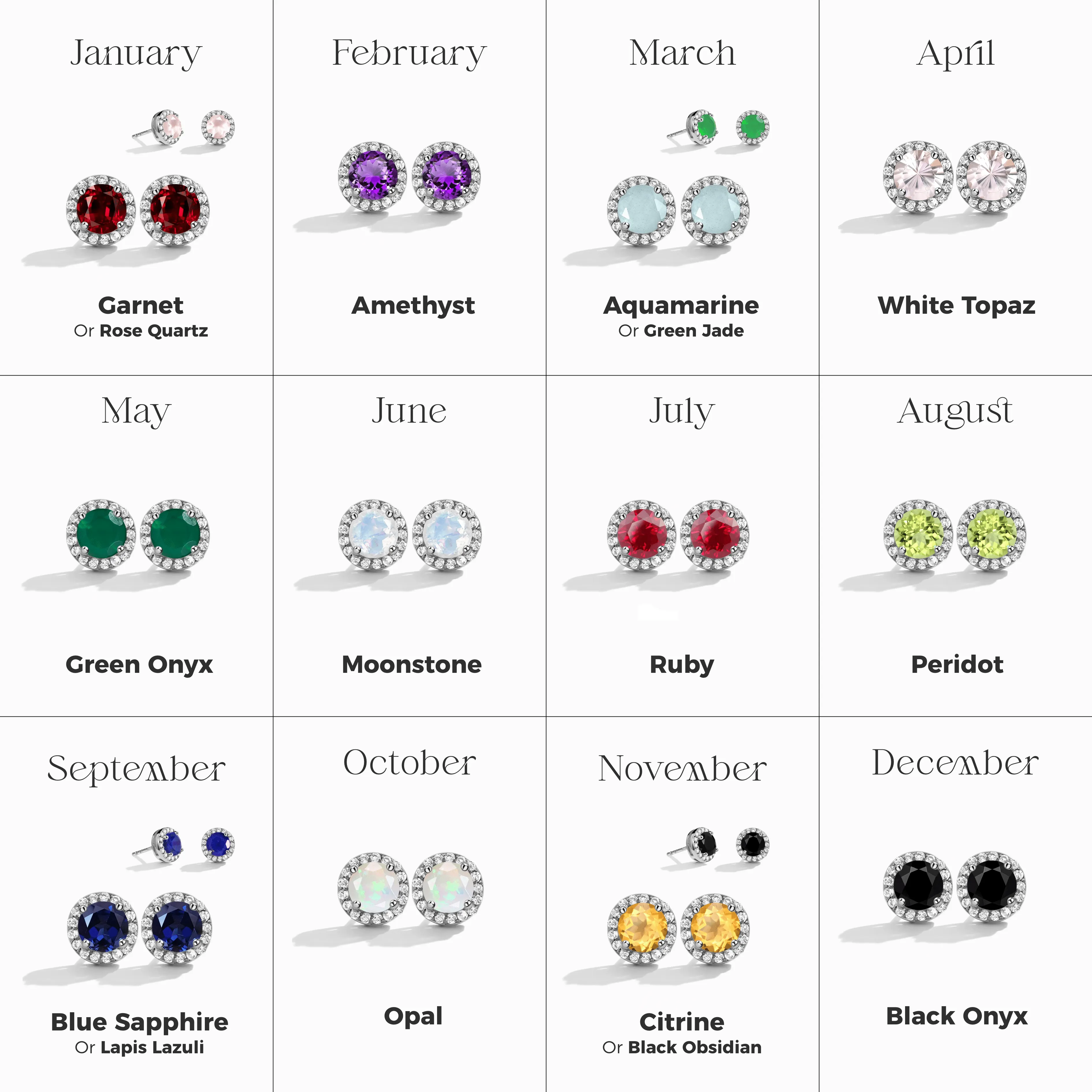 Garnet Venus Studs - January Birthstone