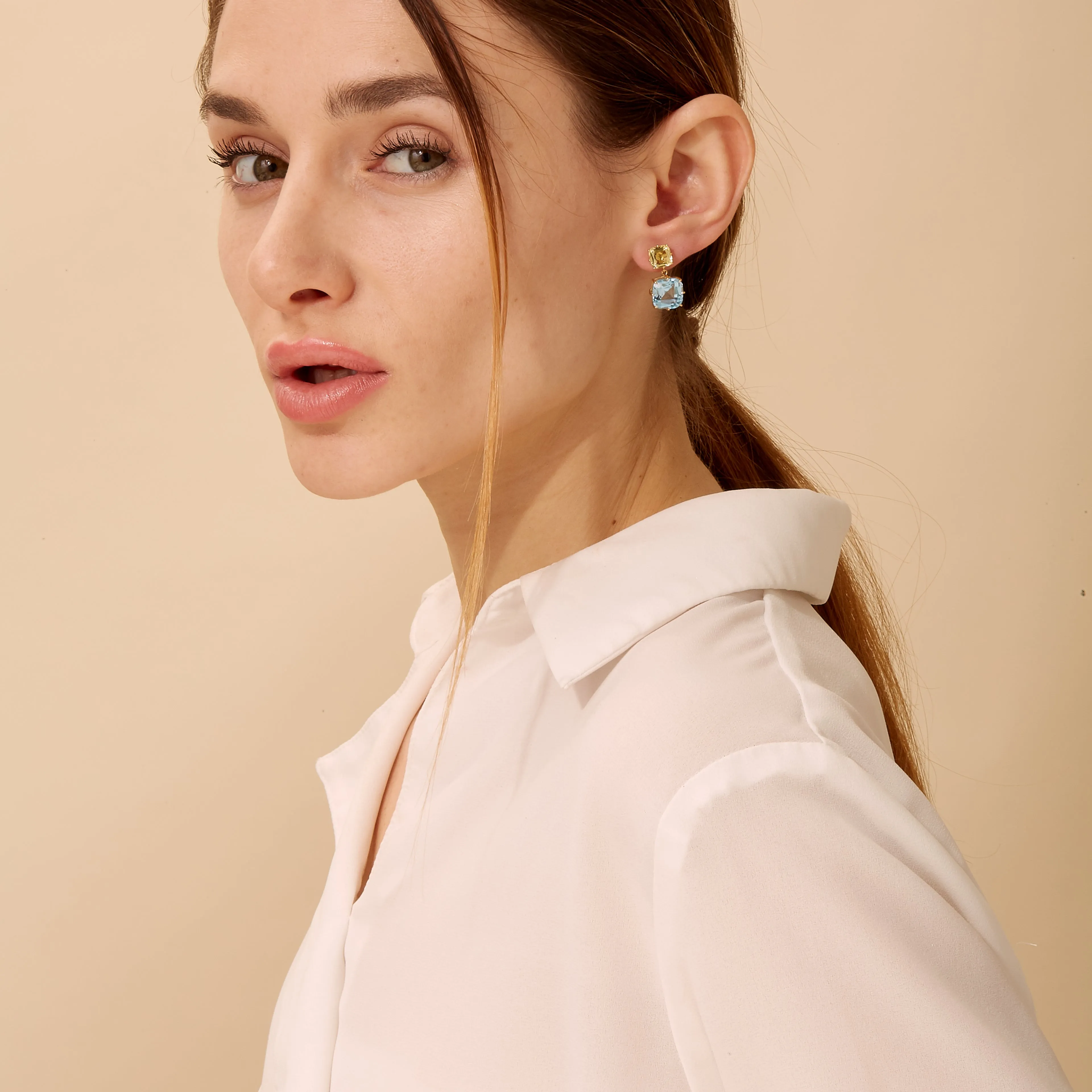 Geometrix Cushion Double Drop Earrings