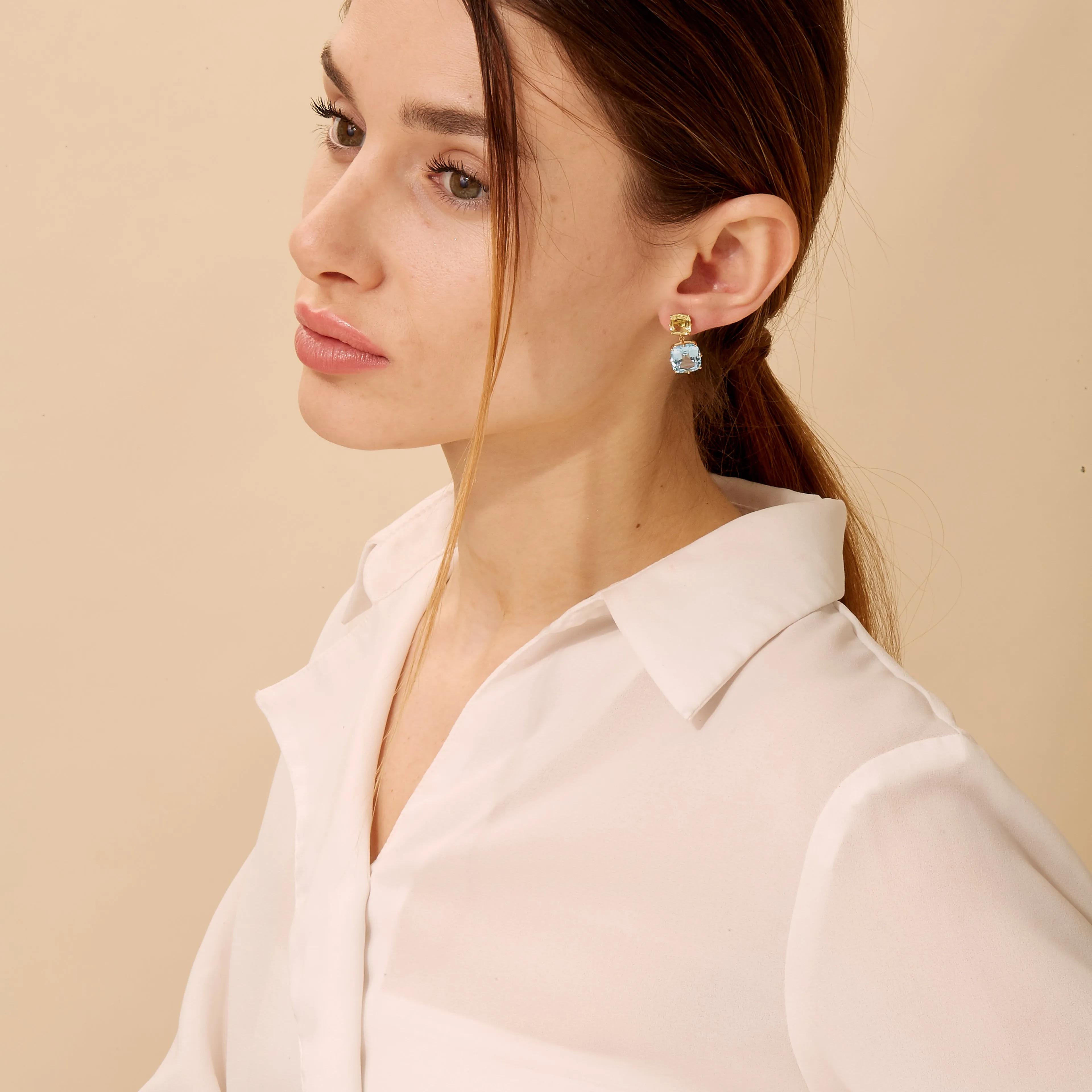 Geometrix Cushion Double Drop Earrings